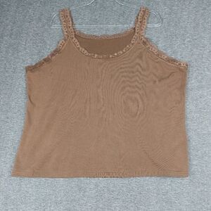 UNBRANDED WOMENS BROWN Y2K STYLE LACE TRIM CAMI FEMININE FAIRY PREPPY SIZE 4XL